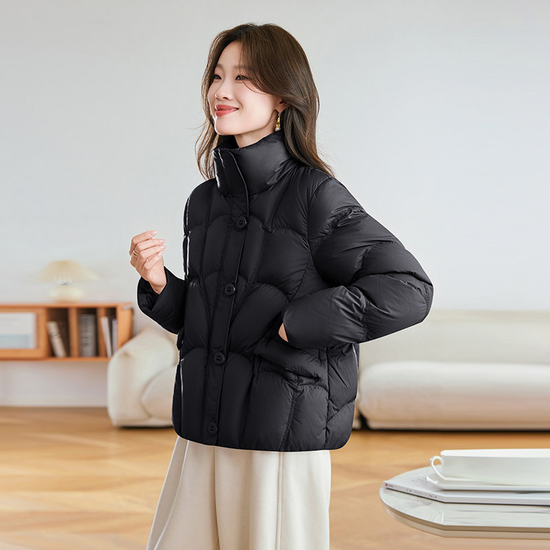 90白鸭绒立领羽绒服妈妈短款冬装外套2025新款小个子减龄中年女士,淘宝优惠券,粉丝福利购,淘宝优惠卷