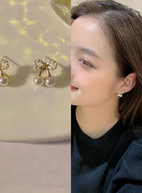 自营女日系珍珠爱心耳钉