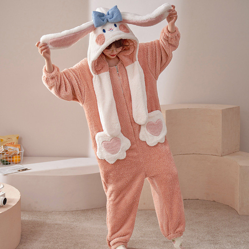 冬季连体珊瑚绒可爱加绒冬天睡衣 戴蜜睡衣/家居服套装