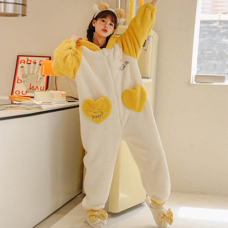十二星座秋冬季加绒珊瑚绒可爱睡衣 戴蜜睡衣/家居服套装