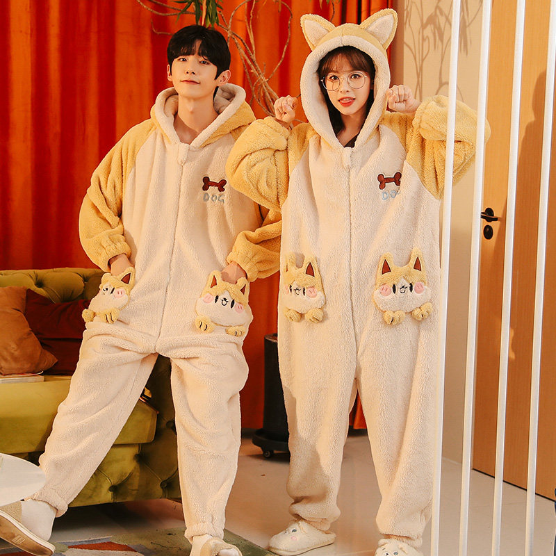 秋冬季情侣珊瑚绒2022年新款睡衣 戴蜜睡衣/家居服套装