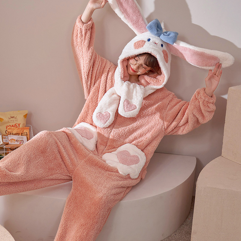 冬季连体珊瑚绒可爱加绒冬天睡衣 戴蜜睡衣/家居服套装