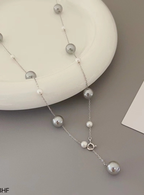 时尚个性高级感满天星仿珍珠项链女轻奢S925银锁骨链气质颈链新款