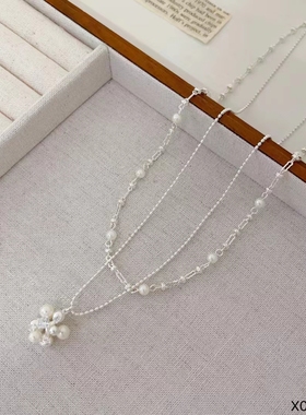 小众双层叠戴星星珍珠项链女气质高级感锁骨链气质个性颈链2025年