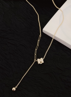轻奢气质双面字母H项链女