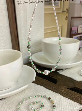 高级感轻奢s925银绿幽灵项链女小众气质锁骨链日常通勤百搭颈链