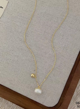 s925纯银淡水珍珠项链女高级感小众法式锁骨链日常通勤颈链2025年