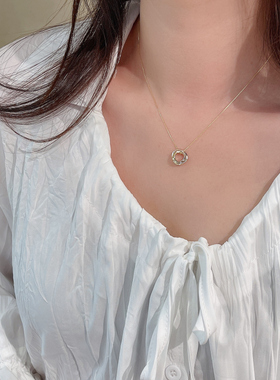 圆圈吊坠925银项链ACA轻奢时尚女