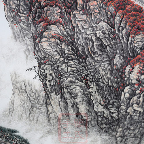 85*85顾氏手工刺绣风景鸿运当头系列二：紫气东来 玄关书房礼品画 - 图2