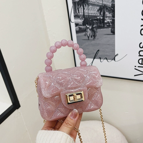 Детская сумка, милая сумка через плечо, прозрачная цепь, маленькая льняная сумка из жемчуга, кошелек, в стиле Шанель, на цепочке