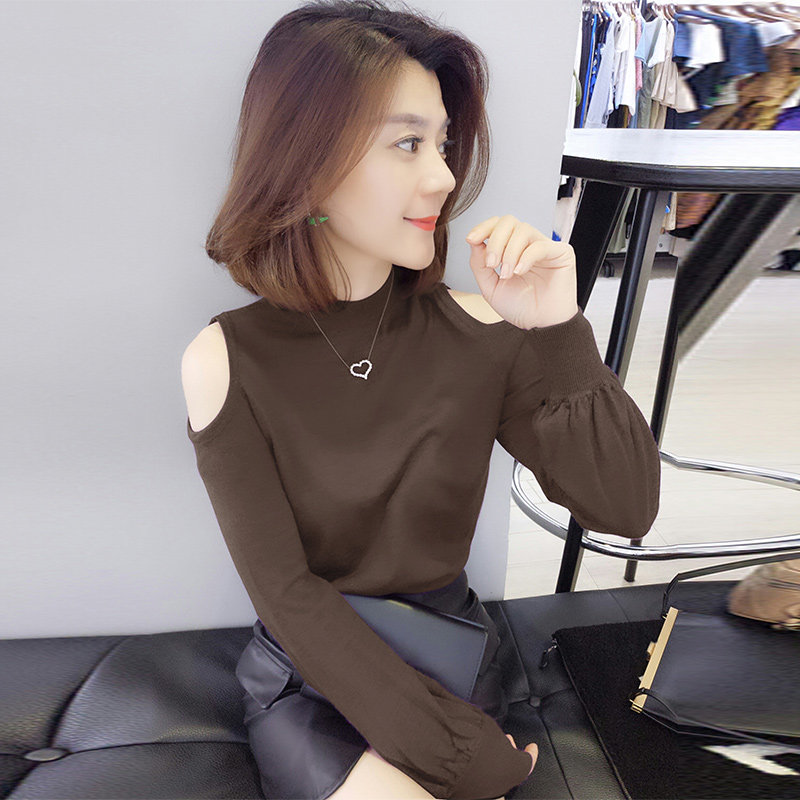 欧洲站秋装2020薄款露肩新款针织衫 梵莉思女装毛针织衫