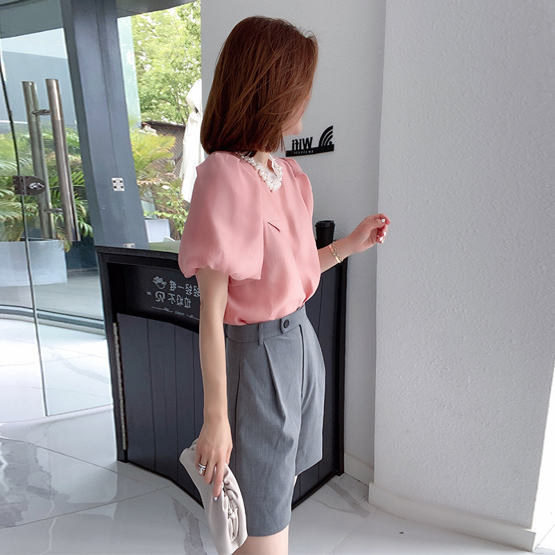 欧洲站2020短袖上衣 梵莉思女装蕾丝衫/雪纺衫