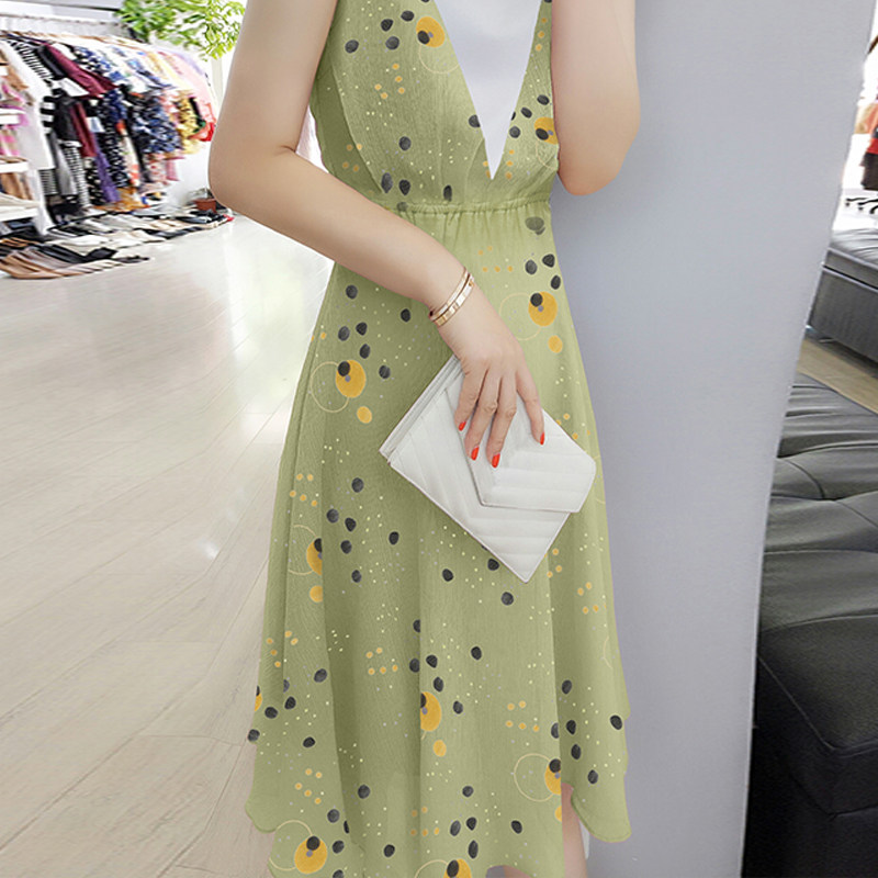 牛油果绿连衣裙2020新款夏潮欧洲站 梵莉思女装连衣裙