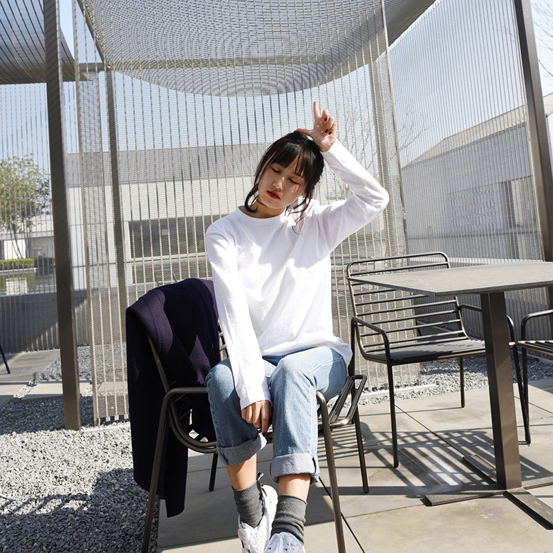 270g打底衫t恤纯白色纯棉伴侣卫衣 西聂鸟T恤