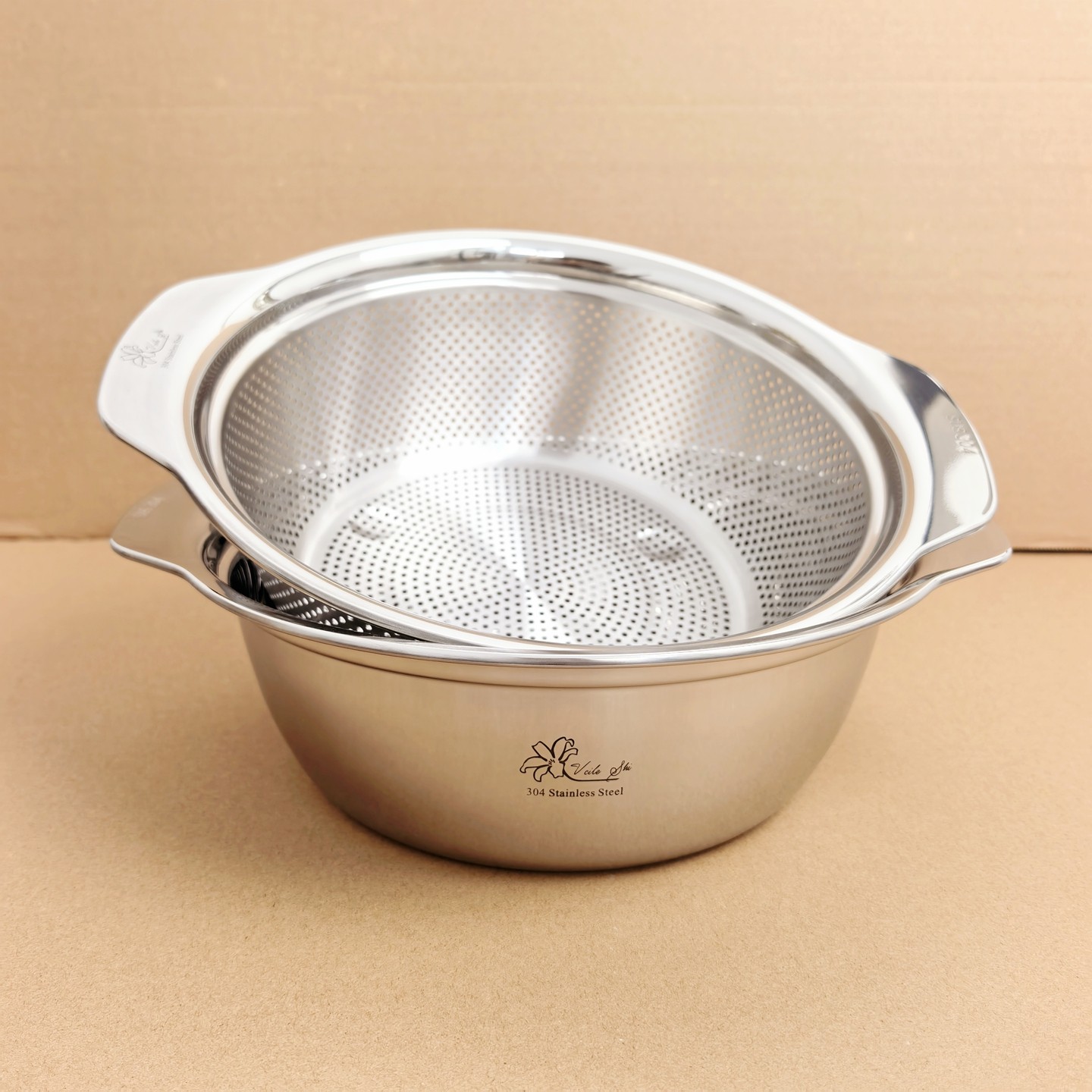 微瑕清货不锈钢沥水篮两件套河面洗菜盆淘米盆滤水水果盆家用,淘宝优惠券,粉丝福利购,淘宝优惠卷