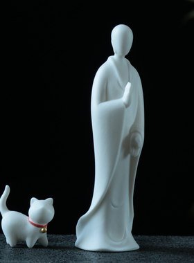 无相佛摆件中式禅意人物德化白瓷玄关装饰办公桌面创意陶瓷工艺品
