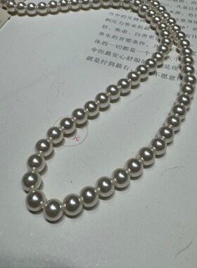 施家珍珠贝珠6mm正圆强光可媲美ding 级珠项链单圈和三圈毛衣链款