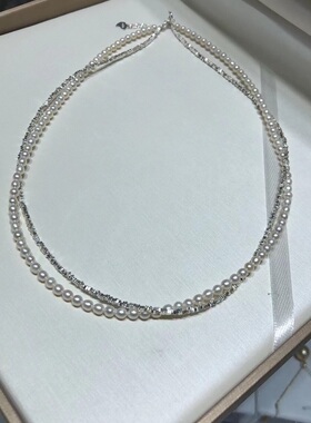 小满 天然淡水珍珠3.5mm配碎银子项链