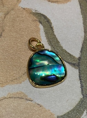 孔雀鲍鱼贝艺925银吊坠