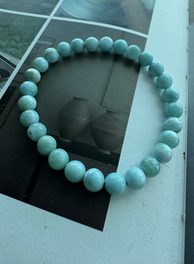 星球之旅 天然海纹石拉利码6.2mm圆珠手链