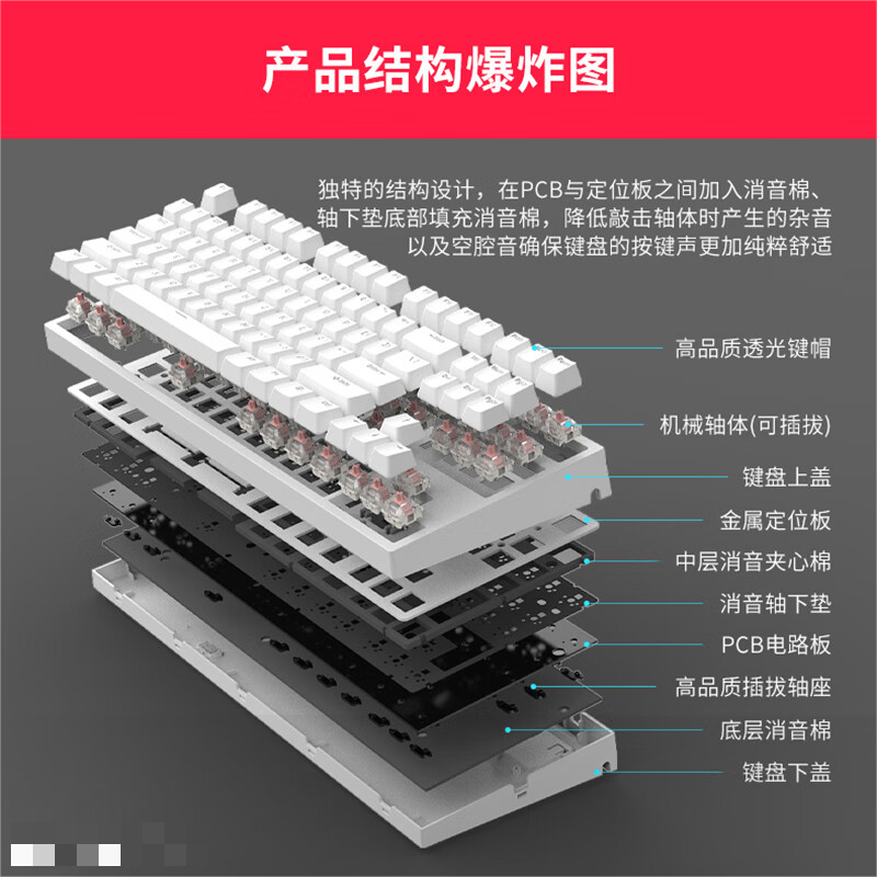 GANSS高斯GS87C/104C客制化机械键盘热插拔轴电竞游戏办公键盘背 - 图1