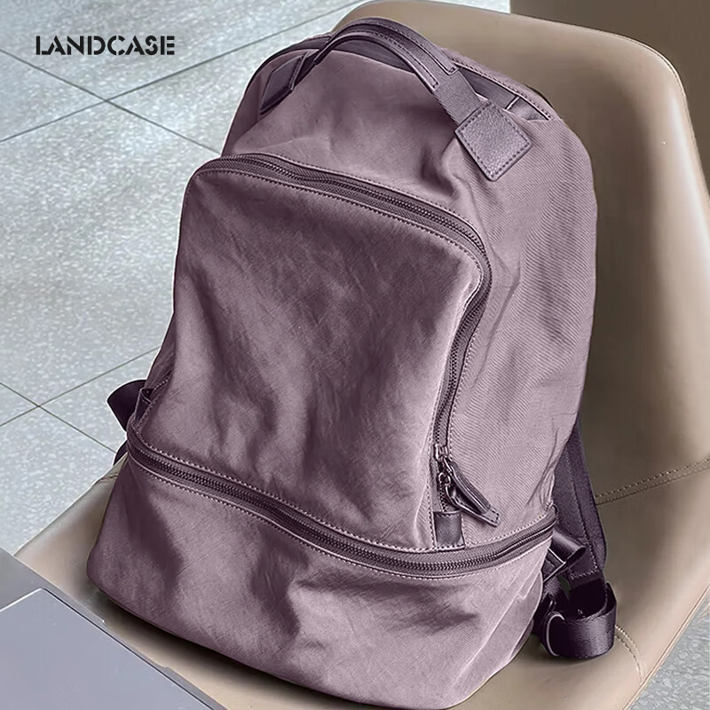 Landcase双肩包女复古背包轻便大容量书包短途旅游旅行包电脑包男 - 图1