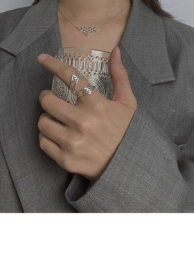 蒙古吉祥结戒指ins简约时尚纯银