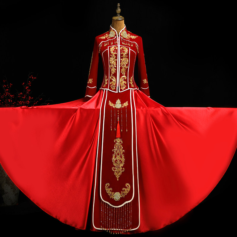 2021年新款中式婚纱结婚 芙蔓旗袍