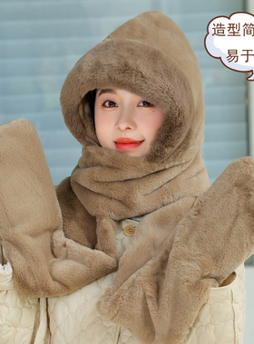 帽子女围巾一体简约秋冬季