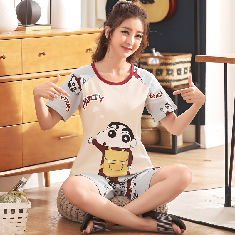 夏季纯棉短袖韩版可爱少女睡衣 丽欣露睡衣/家居服套装