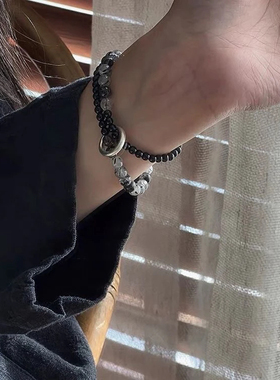 合金亚克力手链中式平安扣国风叠戴双圈小众手链