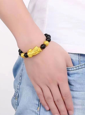 男款手链情侣镶嵌精美不褪色男士大貔貅手串金色招财送礼物