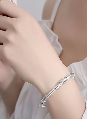 铜合金手镯 情人节生日送女友 繁花似锦实心可调节可推拉镯子时尚