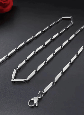 菱形项链男高街钛钢不掉色高级感男士男生配饰小众颈链女百搭锁骨