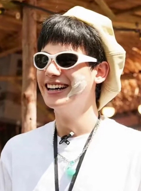 胡先煦同款墨镜男款高级感白色猫眼偏光防紫外线太阳眼镜女韩版潮