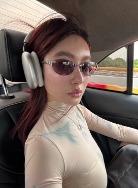 金属y2k辣妹日系紫色墨镜女款潮秋冬凹造型高级感防晒太阳镜圆脸