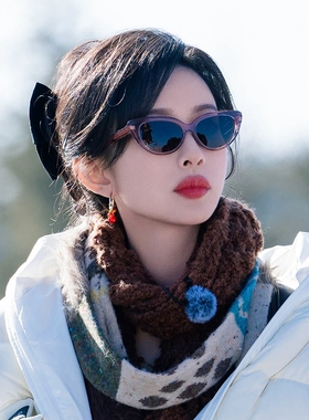 孟子义同款墨镜女款复古猫眼ins多巴胺百搭高颜值太阳眼镜桃花坞