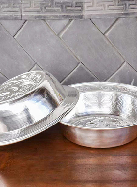 纯手工银盆999足银鱼莲一张打