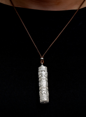 生肖守护神999纯银佛吊坠男女士款银文殊普贤观音镂空真言虚空藏