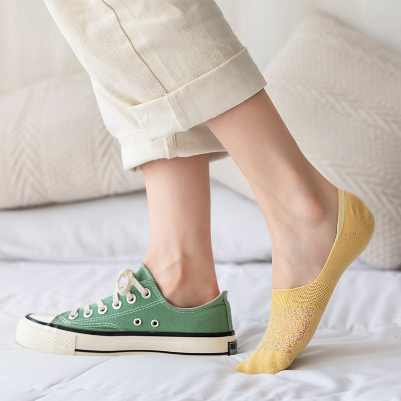 夏天纯棉硅胶防滑不掉跟网眼船袜 妮轻短袜/打底袜/丝袜/美腿袜