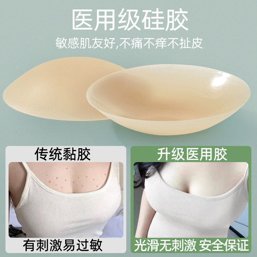 医用胸贴女防凸透气夏季超薄无感硅胶隐形无痕可重复使用奶盖乳贴 - 图0
