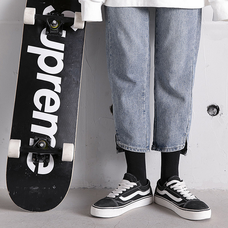 男黑色长筒纯棉底高帮ins潮女长袜 妮轻短袜/打底袜/丝袜/美腿袜