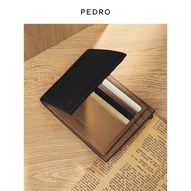 pedro男士多卡位短钱包小牛皮钱包 PEDRO钱包