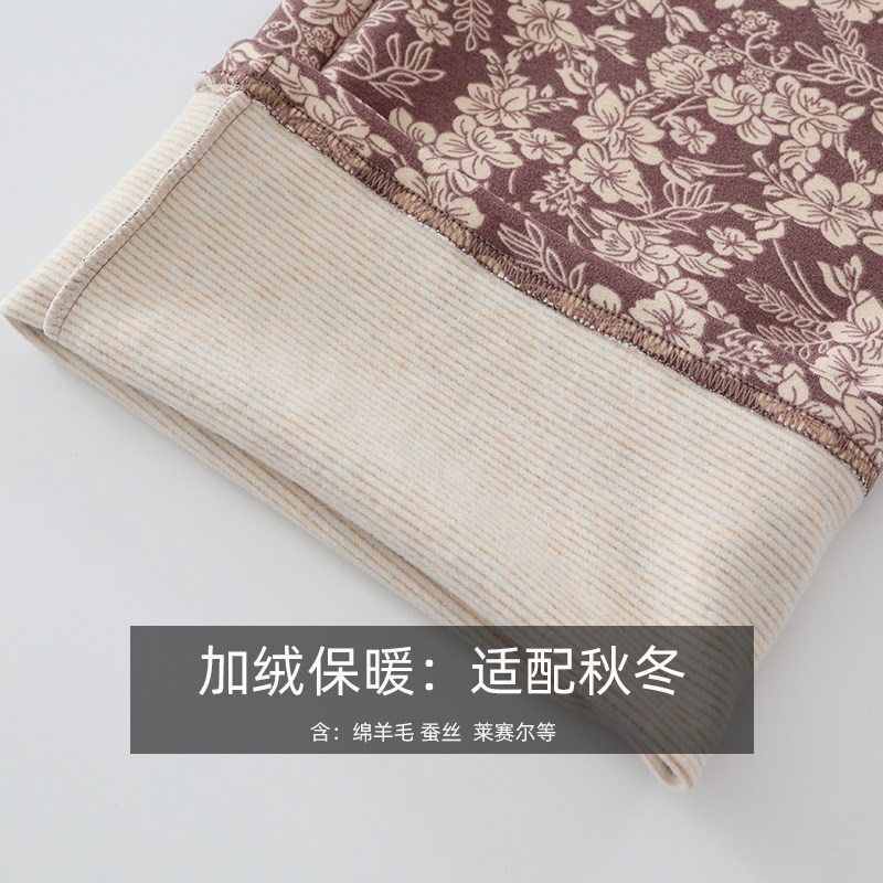 中老年妈妈装提花阔腿裤女宽松大码加绒加厚高腰休闲裤外穿家居裤