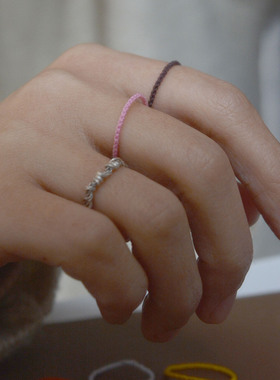 简约手工编织绳子戒指女指环高级韩版气质食指戒北柠纪冷淡风百搭