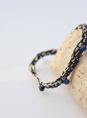 蓝染清冷文艺原创编织手绳