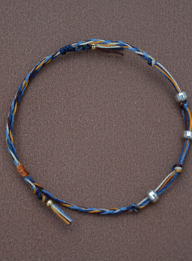 咖蓝 手工编织原创设计情侣手链925银手绳女简约ins小众田园文艺