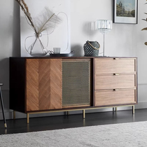 Light Extravagant Dining Side Cabinet Retro Genguan Cabinet Modern Minimalist Lockers Bronze Net Walnuts Solid Wood Tea Water Cabinet Leaning Against Wall