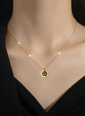 2025新款钛钢双环女锁骨链