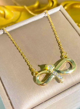 网红同款原创镶钻蝴蝶结锁骨链